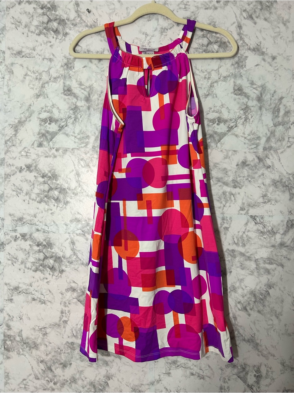 Skin B.Skinz Pink, Purple & Orange Geometric Tank Dress Sz S
59